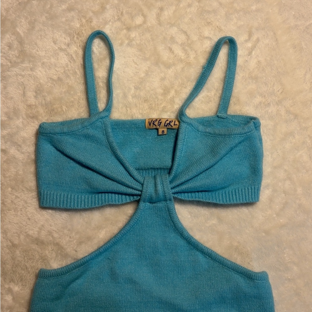 VRG GRL Turquoise Cut Out Crop Top - Picture 9 of 16